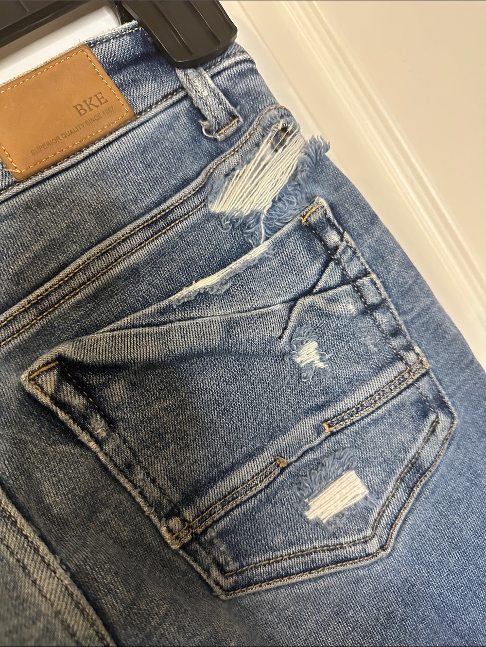 BKE Medium Blue Flared Distressed Jeans - Picture 3 of 6